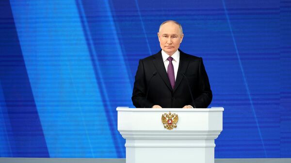 Президент РФ Владимир Путин выступает с ежегодным посланием Федеральному Собранию - اسپوتنیک افغانستان  