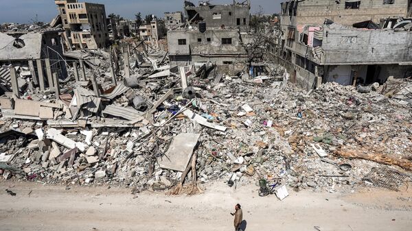 ساختمان های ویران شده در شهر خان یونس نوار غزه - اسپوتنیک افغانستان  