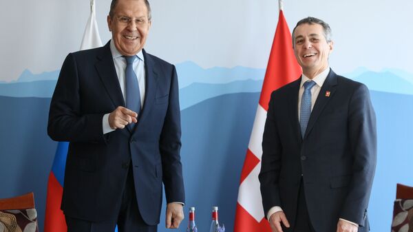Министр иностранных дел РФ Сергей Лавров и президент Швейцарии Игнацио Кассис во время встречи в Женеве - اسپوتنیک افغانستان  
