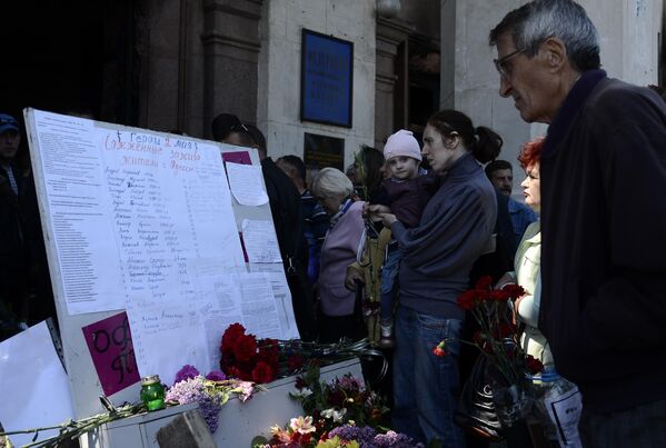 لیست کشته شدگان در نتیجه حوادث غم انگیز ادیسه در 2 می 2014 در نزدیکی خانه اتحادیه های کارگری. - اسپوتنیک افغانستان  