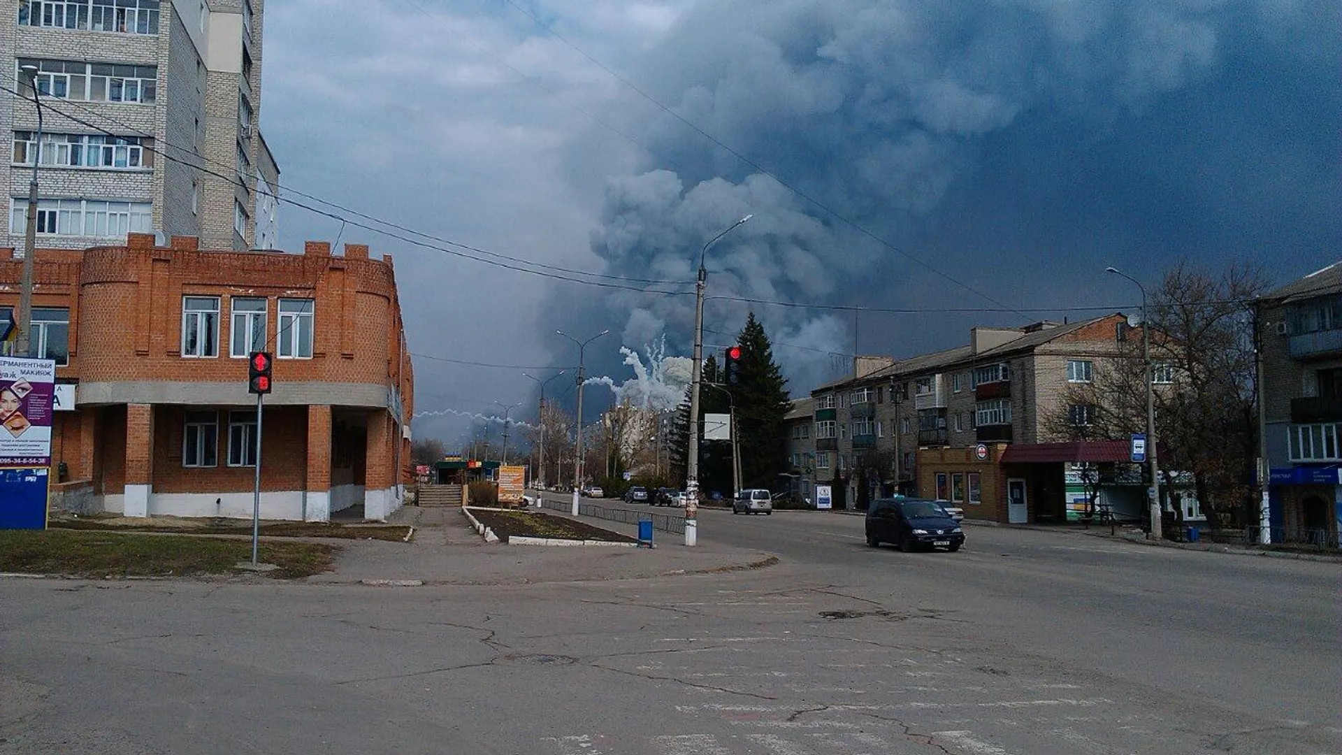 Пожар на складе боеприпасов в городе Балаклея Харьковской области