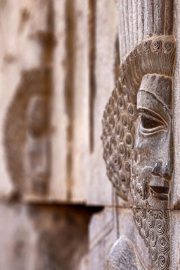 نقش برجسته ای که یک جنگجوی باستانی را نشان می دهد بر روی دیواری در ویرانه های تخت جمشید باستان، که به عنوان پایتخت امپراتوری ایرانی هخامنشی (550-330 پیش از میلاد) در جنوب ایران. - اسپوتنیک افغانستان  