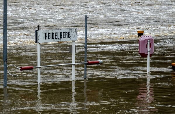 رودخانه نکار یکشنبه 2 جون 2024 سواحل خود را در هایدلبرگ آلمان ترک کرد. بخش‌هایی از جنوب آلمان پس از بارندگی‌های شدید در روزهای گذشته دچار سیل شده است. - اسپوتنیک افغانستان  