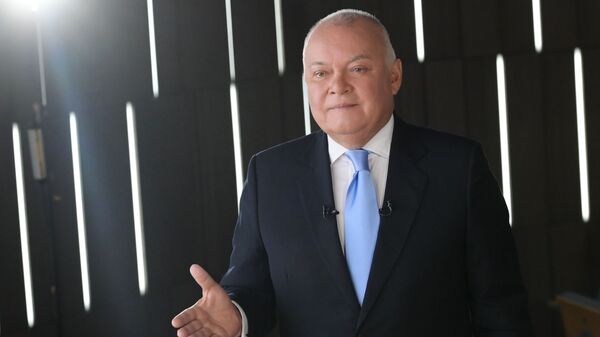 Генеральный директор МИА Россия сегодня Дмитрий Киселев берет интервью у президента Азербайджана Ильхама Алиева в режиме видеоконференции - اسپوتنیک افغانستان  