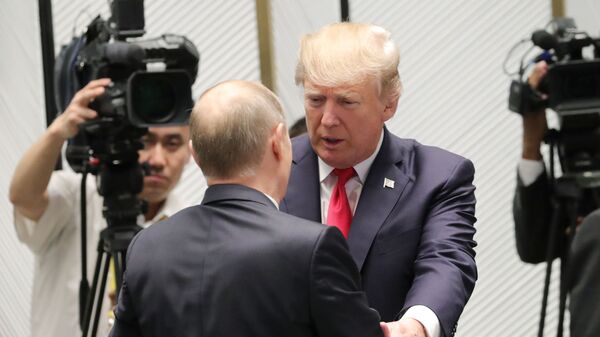 Президент РФ Владимир Путин и президент США Дональд Трамп перед рабочим заседанием лидеров экономик форума Азиатско-Тихоокеанского экономического сотрудничества - اسپوتنیک افغانستان  