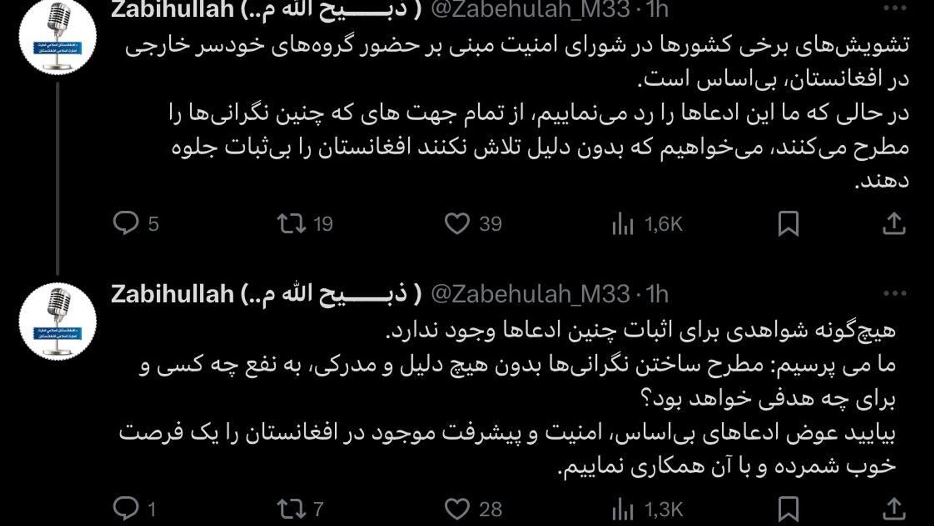 مجاهد تشویش کشورها مبنی بر حضور گروههای خودسر خارجی در افغانستان را بیاساس دانست مجاهد تشویش کشورها مبنی بر حضور گروههای خودسر خارجی در افغانستان را بیاساس دانست - اسپوتنیک افغانستان , 1920, 22.08.2025