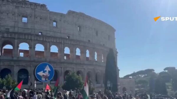 راهپیمایی گسترده پشتیبانی از فلسطین در مرکز رم - اسپوتنیک افغانستان  