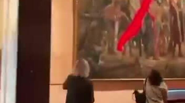 حمله فعالان محیط زیست به اثر هنری کلمب در موزیمی در مادرید - اسپوتنیک افغانستان  