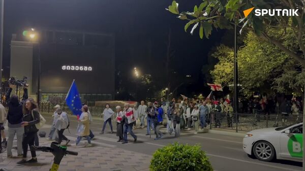 راهپیمایی هواداران اپوزیسیون در مرکز تفلیس، پایتخت گرجستان - اسپوتنیک افغانستان  