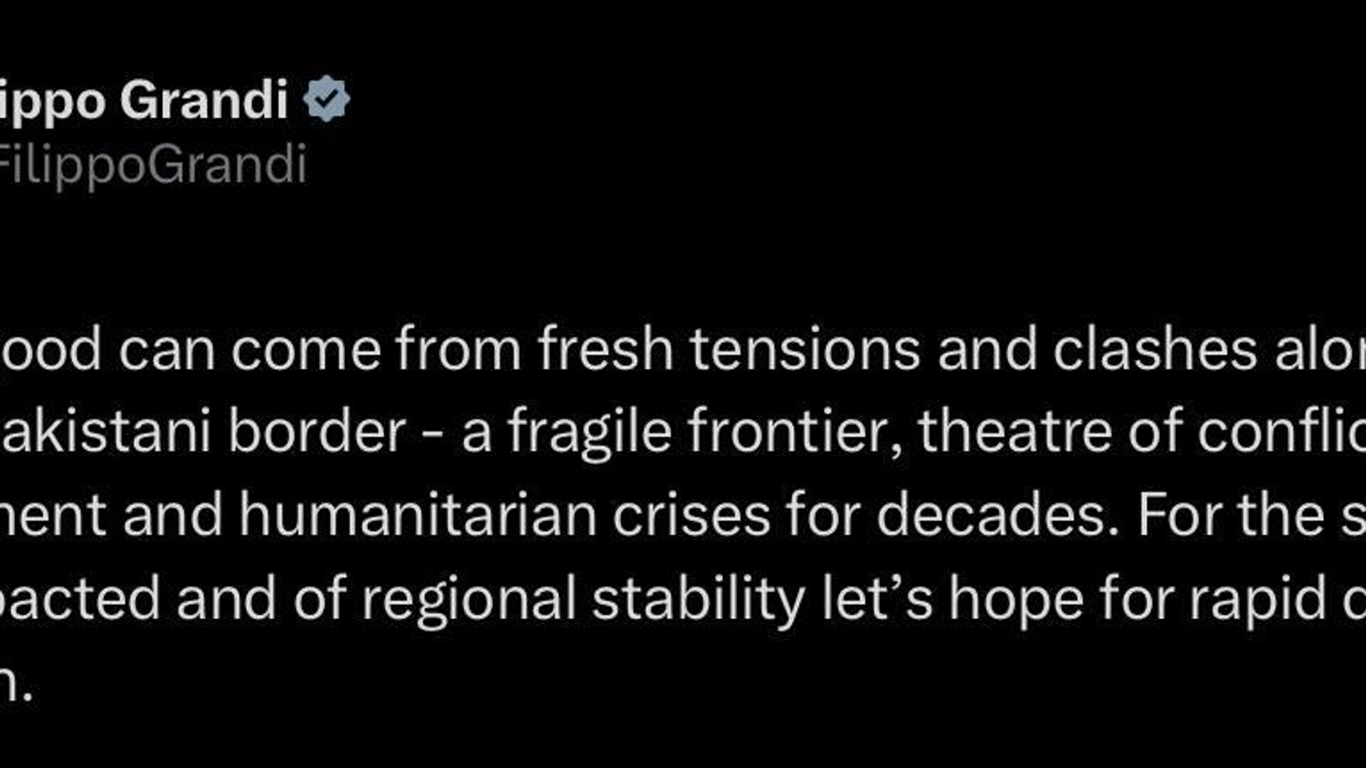 کمیسر عالی سازمان ملل در امور پناهندگان خواستار کاهش سریع تنشها مرزی میان افغانستان و پاکستان شد کمیسر عالی سازمان ملل در امور پناهندگان خواستار کاهش سریع تنشها مرزی میان افغانستان و پاکستان شد - اسپوتنیک افغانستان , 1920, 12.10.2025