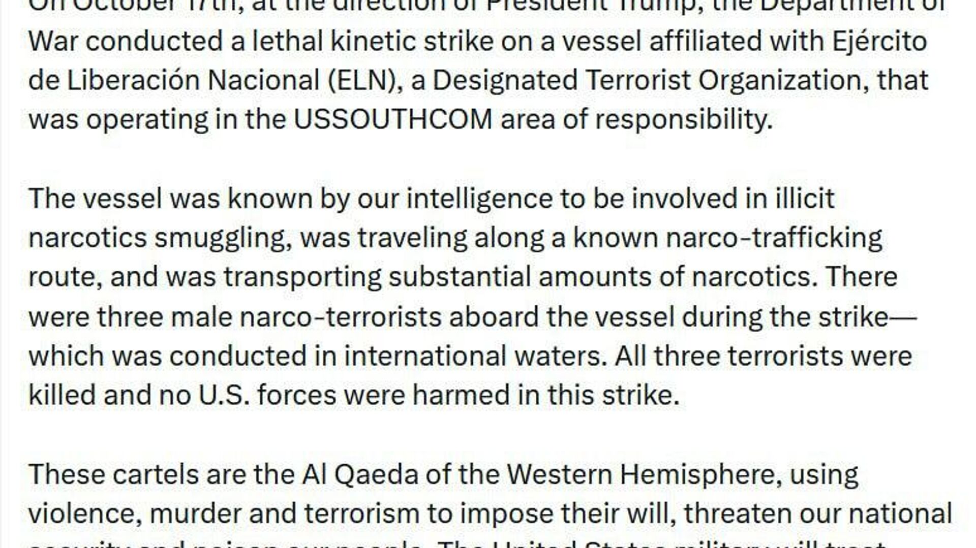 آمریکا به یک کشتی دیگر به ظن قاچاق مواد مخدر حمله کرد آمریکا به یک کشتی دیگر به ظن قاچاق مواد مخدر حمله کرد - اسپوتنیک افغانستان , 1920, 19.10.2025