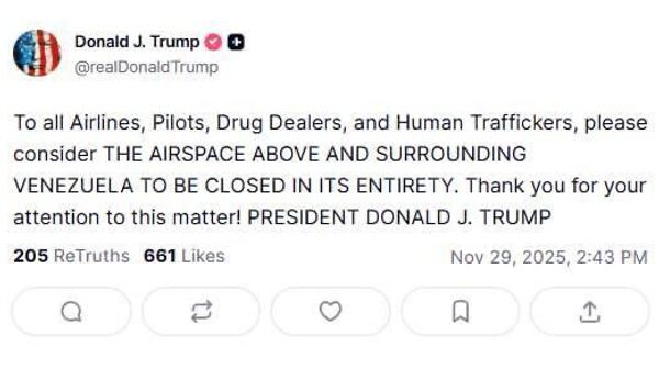 اعلام بسته شدن حریم هوایی ونزوئلا از سوی ترامپ - اسپوتنیک افغانستان  