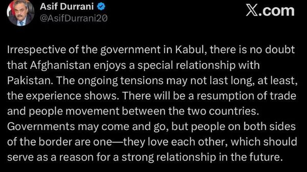 درانی دوستی متقابل مردمان افغانستان و پاکستان را کلید روابط قوی بین دو کشور دانست - اسپوتنیک افغانستان  
