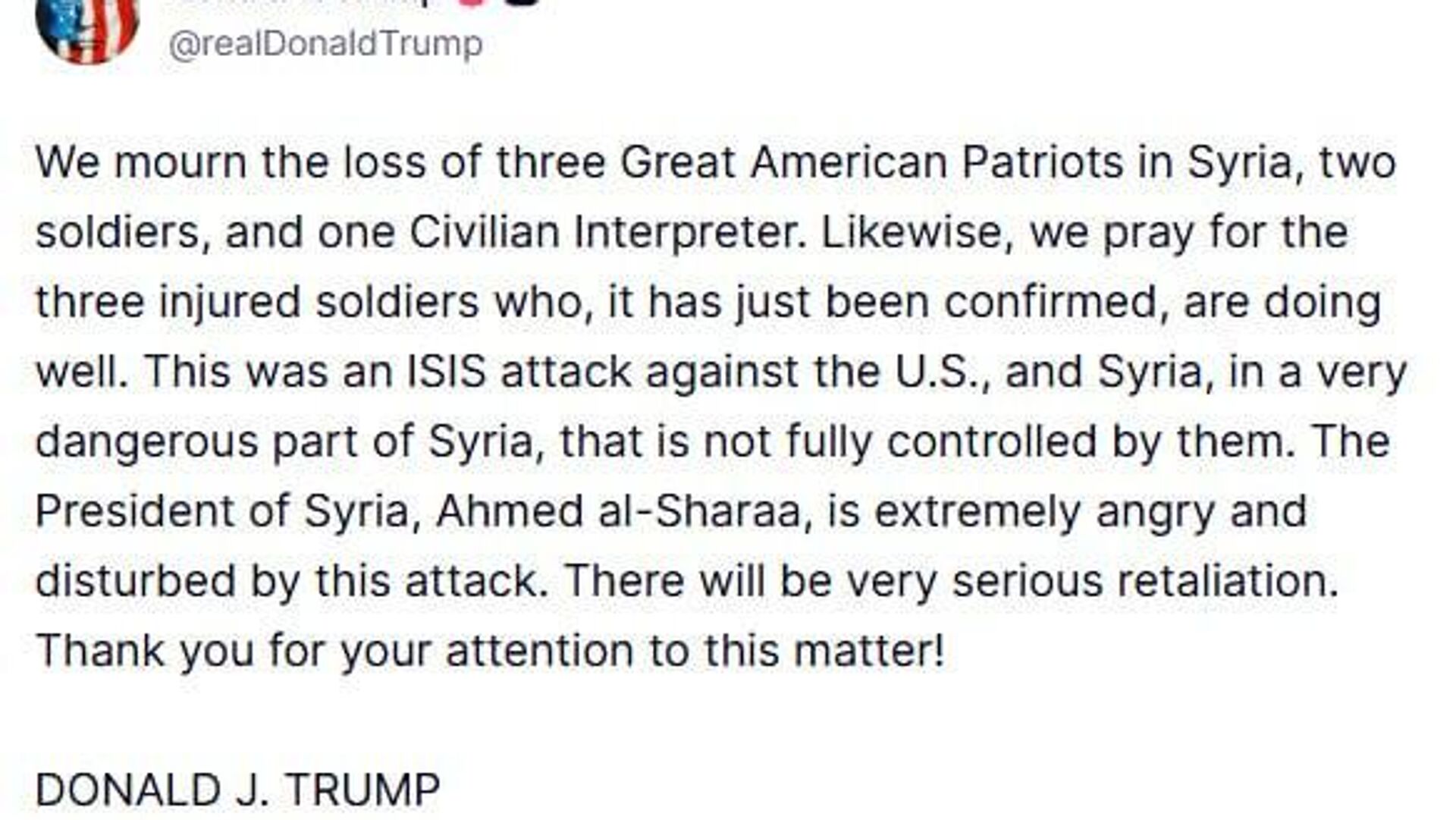 ترامپ پس از حمله داعش* به پالمیرا، قول انتقام داد ترامپ پس از حمله داعش* به پالمیرا، قول انتقام داد - اسپوتنیک افغانستان , 1920, 14.12.2025