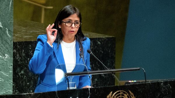 A então vice-presidente da Venezuela, Delcy Rodríguez, durante discurso na ONU, em Nova York, em setembro de 2019 - اسپوتنیک افغانستان  