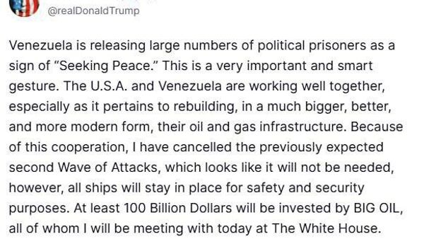 ⭕ترامپ موج دوم حملات به ونزوئلا را لغو کرد - اسپوتنیک افغانستان  