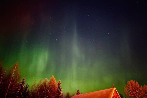 امواج بنفش زمردی شفق‌های قطبی به دلیل طوفان مغناطیسی ضعیف، آسمان شمال روسیه را رنگین کرده است - اسپوتنیک افغانستان  
