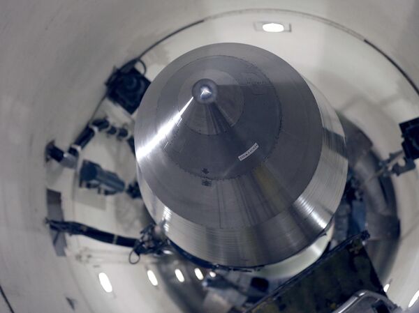 An inert Minuteman 3 missile is seen in a training launch tube at Minot Air Force Base, N.D. - اسپوتنیک افغانستان  