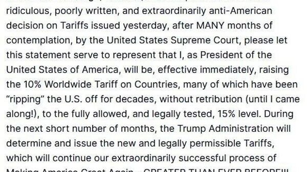 ترامپ: نرخ تعرفه جهانی را از 10% به 15% افزایش می‌دهم - اسپوتنیک افغانستان  