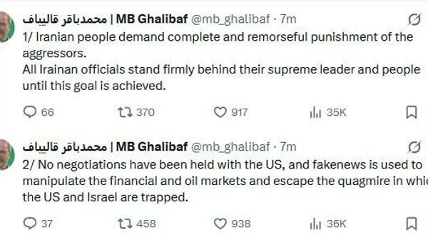 رئیس مجلس ایران: هیچ مذاکره ای با آمریکا انجام نشده است - اسپوتنیک افغانستان  