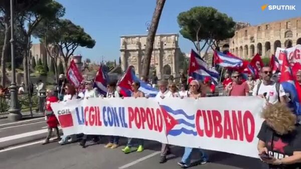 راهپیمایی گسترده در رم در پشتیبانی از کوبا - اسپوتنیک افغانستان  