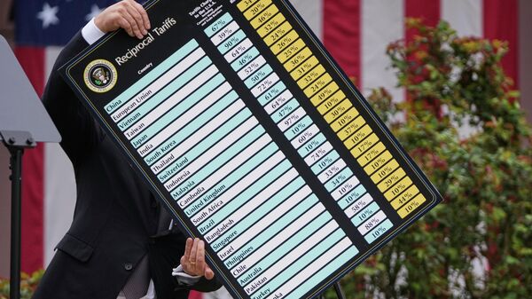 Обнародование тарифов Трампа в Белом доме  - اسپوتنیک افغانستان  