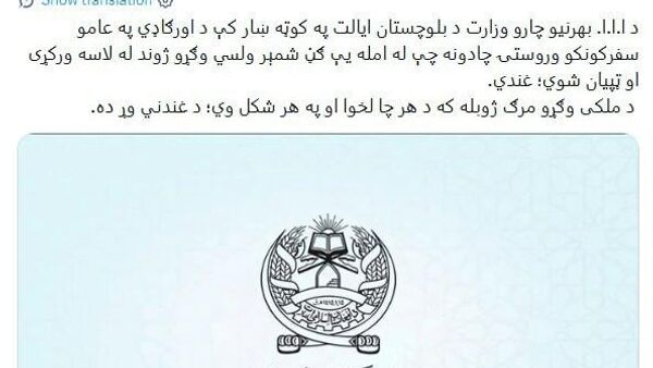 واکنش امارت اسلامی به انفجار «کویته»: کشتار غیرنظامیان به هر شکلی محکوم است - اسپوتنیک افغانستان  