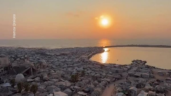 تصاویر غم انگیز غروب خورشید بر فراز شهر غزه - اسپوتنیک افغانستان  