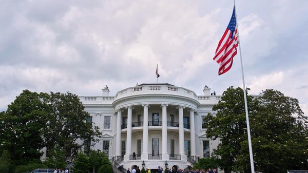 A flag pole stands on the South Lawn of the White House, Wednesday, June 18, 2025, in Washington.  - اسپوتنیک افغانستان  