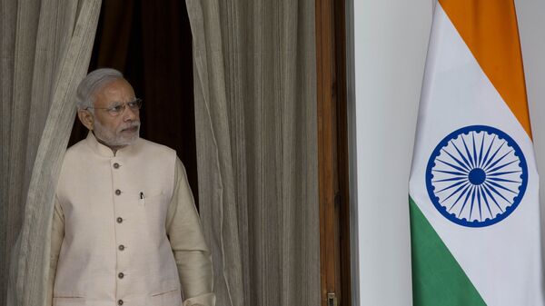 Премьер-министр Индии Нарендра Моди во время Африканско-индийского саммита в Нью-Дели - اسپوتنیک افغانستان  
