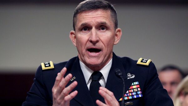 In this Feb. 11, 2014 file photo, then-Defense Intelligence Agency Director Lt. Gen. Michael Flynn testifies on Capitol Hill in Washington - اسپوتنیک افغانستان  
