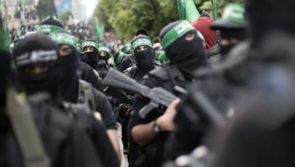 Члены палестинской группировки Хамас на митинге - اسپوتنیک افغانستان  