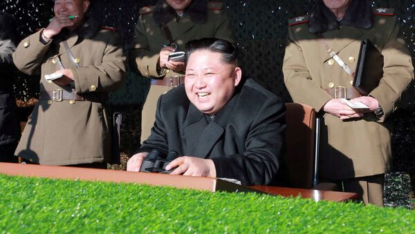 Северокорейский лидер Ким Чен Ын наблюдает за военными учениями - اسپوتنیک افغانستان  