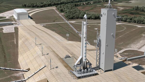This artist’s concept shows Launch Complex 39A at NASA’s Kennedy Space Center in Florida as it will appear for the launch of a SpaceX Crew Dragon spacecraft atop a Falcon 9 rocket. SpaceX is modifying the launch pad to host Falcon 9 and Falcon Heavy launch vehicles - اسپوتنیک افغانستان  