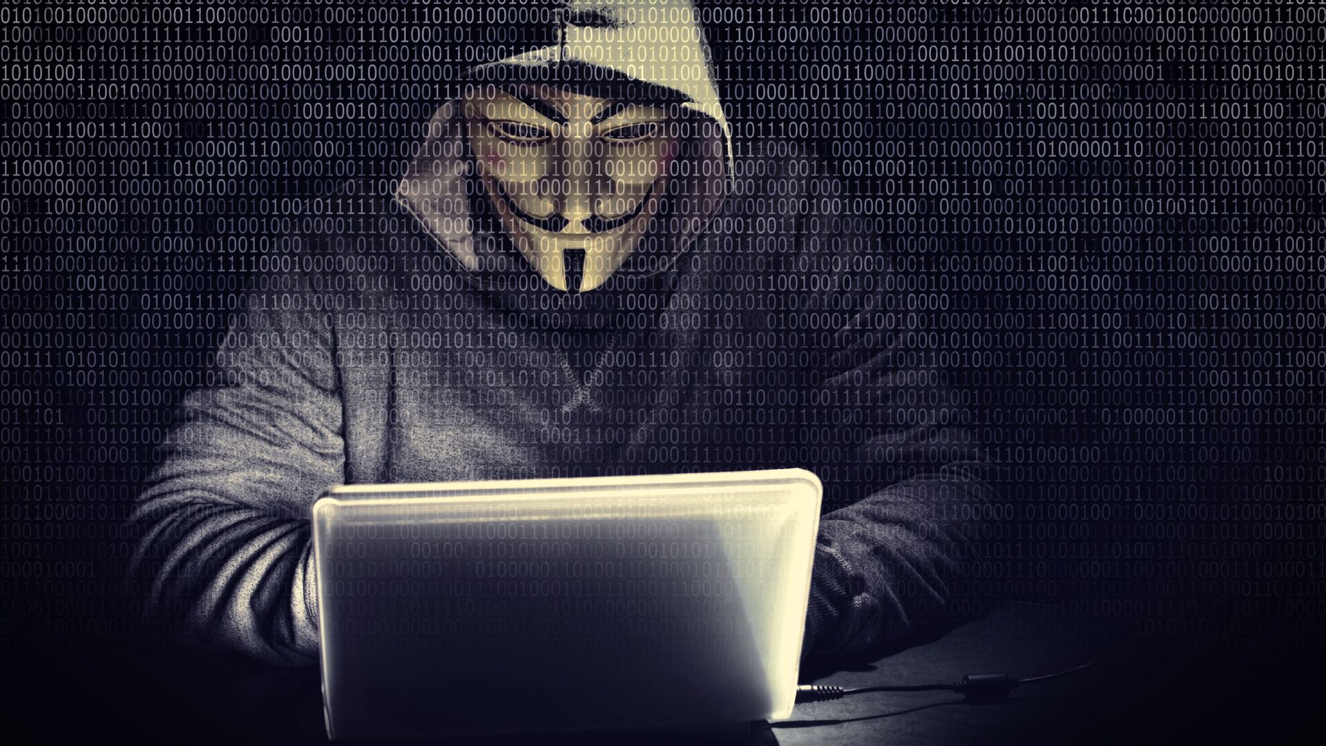 Хакер в маске Гая Фокса перед ноутбуком - اسپوتنیک افغانستان  , 1920, 26.02.2022
