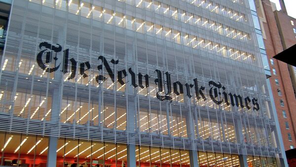 The New York Times building in New York, NY across from the Port Authority. - اسپوتنیک افغانستان  