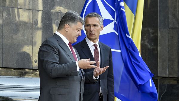 Президент Украины Петр Порошенко и генеральный секретарь НАТО Йенс Столтенберг в Киеве - اسپوتنیک افغانستان  