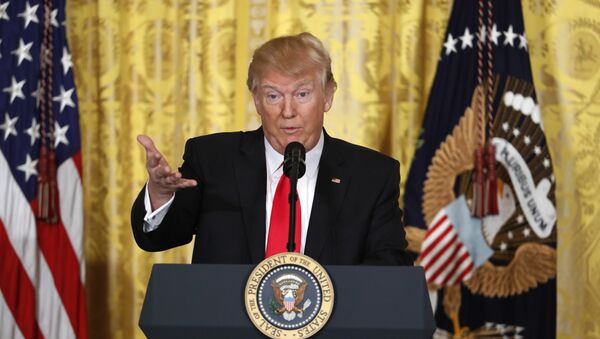 President Donald Trump speaks during a news conference in the East Room of the White House in Washington - اسپوتنیک افغانستان  