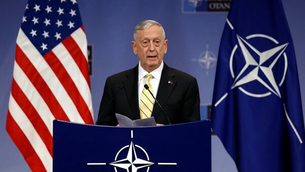 U.S. Defense Secretary Jim Mattis addresses a news conference during a NATO defence ministers meeting at the Alliance headquarters in Brussels, Belgium, February 16, 2017. - اسپوتنیک افغانستان  