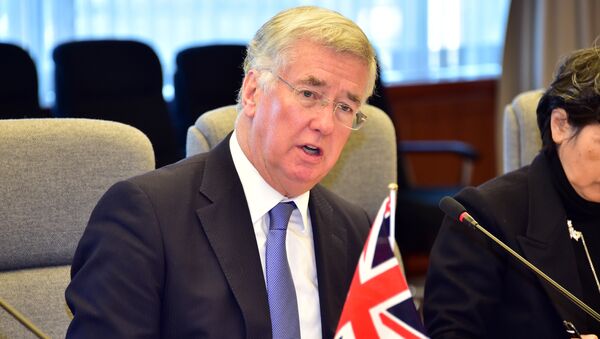 British Defence Secretary Michael Fallon talks with his Japanese counterpart Gen Nakatani at the defence ministry in Tokyo on January 9, 2016 - اسپوتنیک افغانستان  