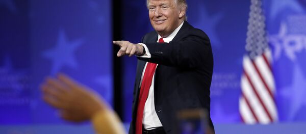 President Donald Trump points to a supporter after speaking at the Conservative Political Action Conference (CPAC), Friday, Feb. 24, 2017, in Oxon Hill, Md. President Donald Trump points to a supporter after speaking at the Conservative Political Action Conference (CPAC), Friday, Feb. 24, 2017, in Oxon Hill, Md. - اسپوتنیک افغانستان