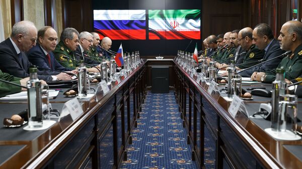 Государственные флаги России и Ирана на переговорах - اسپوتنیک افغانستان  