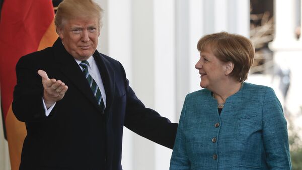 Встреча президента США Дональда Трампа и канцлера Германии Ангелы Меркель - اسپوتنیک افغانستان  