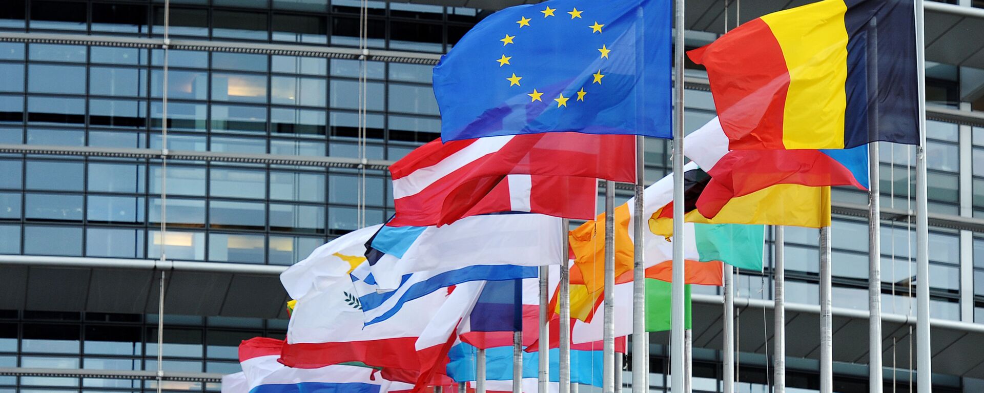 Национальные флаги стран-участниц Европейского Союза перед Европейским парламентом - اسپوتنیک افغانستان  , 1920, 02.02.2022