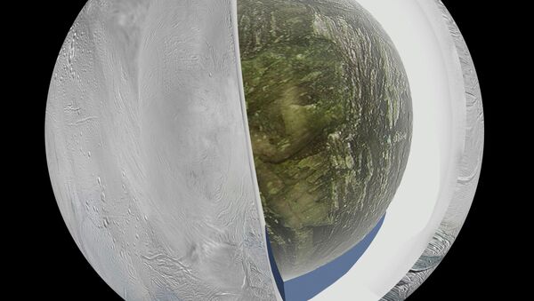 This illustration shows the possible interior of the Saturn moon Enceladus. - اسپوتنیک افغانستان  