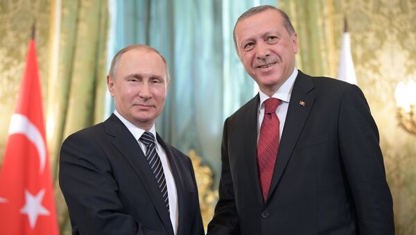 Президент РФ Владимир Путин  и президент Турции Реджеп Тайип Эрдоган на заседании Совета сотрудничества высшего уровня между РФ и Турцией - اسپوتنیک افغانستان  