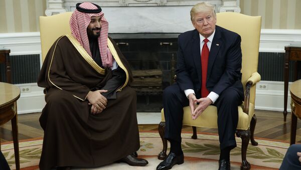 President Donald Trump meets with Saudi Defense Minister and Deputy Crown Prince Mohammed bin Salman bin Abdulaziz Al Saud in the Oval Office of the White House in Washington - اسپوتنیک افغانستان  