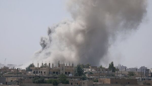 Smoke rises from the Raqqa province Syria. (File) - اسپوتنیک افغانستان  
