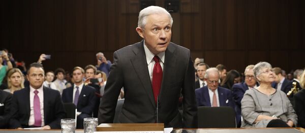 Attorney General Jeff Sessions arrives on Capitol Hill in Washington, Tuesday, June 13, 2017, to testify before the Senate Intelligence Committee hearing about his role in the firing of James Comey, his Russian contacts during the campaign and his decision to recuse from an investigation into possible ties between Moscow and associates of President Donald Trump. Attorney General Jeff Sessions arrives on Capitol Hill in Washington, Tuesday, June 13, 2017, to testify before the Senate Intelligence Committee hearing about his role in the firing of James Comey, his Russian contacts during the campaign and his decision to recuse from an investigation into possible ties between Moscow and associates of President Donald Trump. - اسپوتنیک افغانستان
