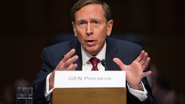 Former CIA Director David Petraeus testifies on Capitol Hill in Washington, Tuesday, Sept. 22, 2015, before the Senate Armed Services Committee hearing on Middle East policy - اسپوتنیک افغانستان  